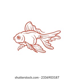 Hand drawn goldfish line art. Goldfish vector illustration