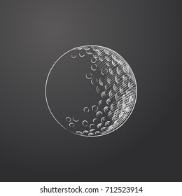 Hand Drawn Golf Ball Sketch Symbol isolated on chalkboard. Vector Sport  Element In Trendy Style