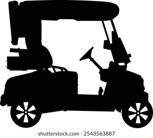 Silhueta de visão lateral do carrinho de golfe desenhada à mão