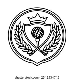 Modelo de logotipo de golfe desenhado à mão com fundo branco