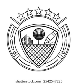 Hand drawn golf logo template with white background