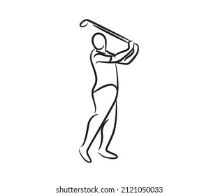 hand drawn golf player line illustration