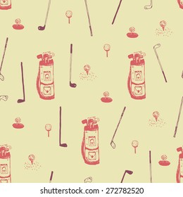 hand drawn golf seamless pattern