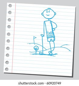 Hand drawn golfer standing