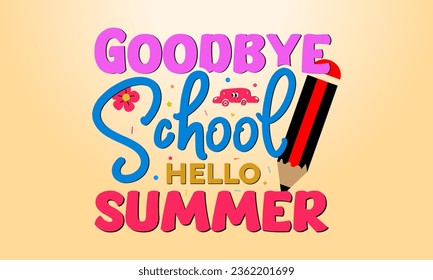 Hand dibujó la escuela de adiós hola las letras de verano