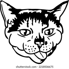 hand drawn goofy cat portrait 