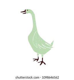 Hand drawn goose. Vector illustration. Isolated on white.