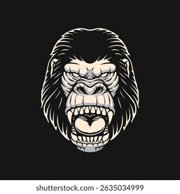 Hand Drawn Gorilla Head Illustration