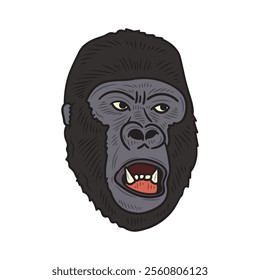 Hand Drawn Gorilla Illustration Colored - 13