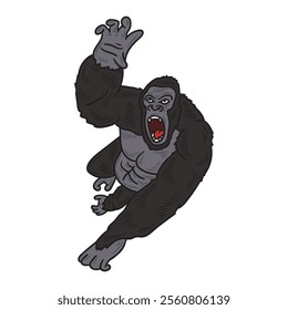 Hand Drawn Gorilla Illustration Colored - 11