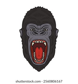 Hand Drawn Gorilla Illustration Colored - 04