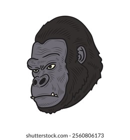 Hand Drawn Gorilla Illustration Colored - 03