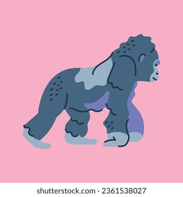 Hand drawn gorilla monkey color concept. Children's character. Abstract art animal. Contemporary trendy vector illustration.
