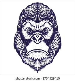 hand drawn gorilla tattoo artwork illustration