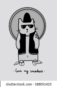 hand drawn goth cat