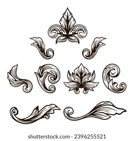 Hand drawn gothic frame and borders ornament collection