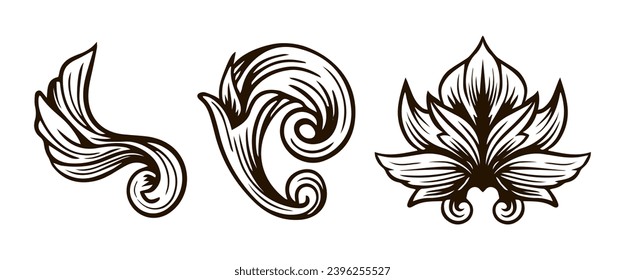 Hand drawn gothic frame and borders ornament collection