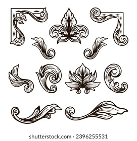 Hand drawn gothic frame and borders ornament collection