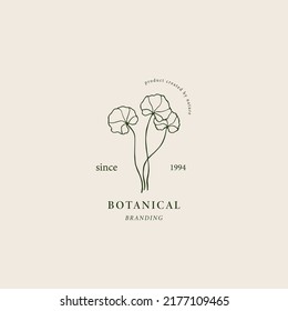 Hand drawn gotu kola logo. Centella asiatica illustration