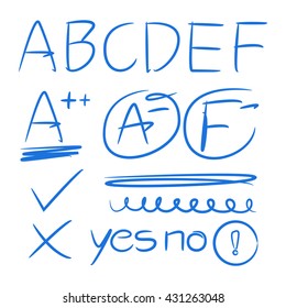 hand drawn grade result marks