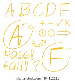 hand drawn grade result symbols