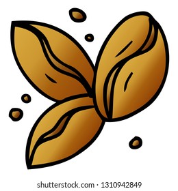 hand drawn gradient cartoon doodle of three coffee beans