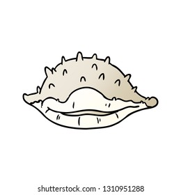 handgezeichnete Farbverlauf-Cartoon-Doodle einer Muschel
