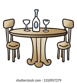 hand drawn gradient cartoon doodle dinner table and drinks