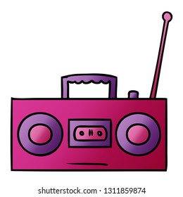 hand drawn gradient cartoon doodle of a gradient cassette player
