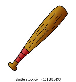 hand drawn gradient cartoon doodle of a baseball bat