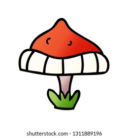 hand drawn gradient cartoon doodle of a single toadstool