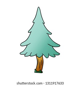 hand drawn gradient cartoon doodle of woodland pine trees