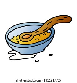 doodle de dibujos animados de gradiente dibujado a mano de un bol de cereales