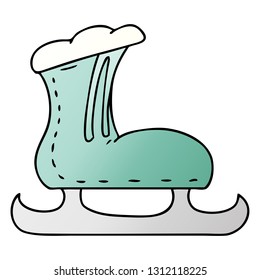 doodle de dibujos animados de gradiente dibujado a mano de una bota de patinaje sobre hielo