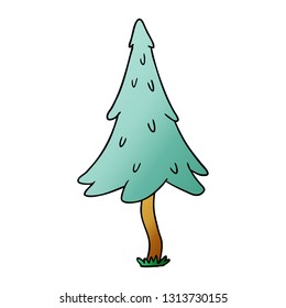 hand drawn gradient cartoon doodle of woodland pine trees