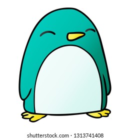 hand drawn gradient cartoon doodle of a cute penguin