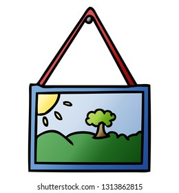 hand drawn gradient cartoon doodle of a picture in frame