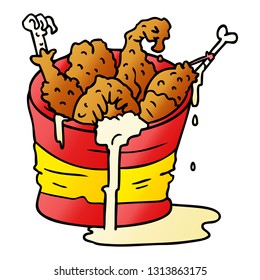 hand drawn gradient cartoon doodle bucket of fried chicken