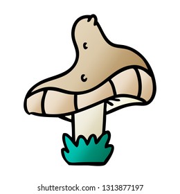 hand drawn gradient cartoon doodle of a single mushroom