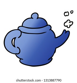 hand drawn gradient cartoon doodle of a blue tea pot