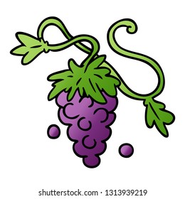 doodle de dibujos animados de gradiente dibujado a mano de uvas en vid