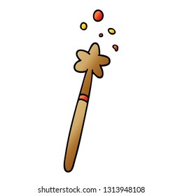 hand drawn gradient cartoon doodle of a magic wand