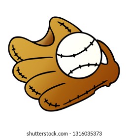 hand drawn gradient cartoon doodle of a baseball and glove