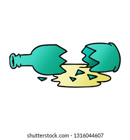 hand drawn gradient cartoon doodle of a broken bottle 