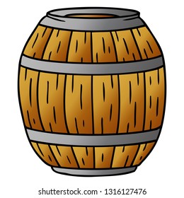 hand drawn gradient cartoon doodle of a wooden barrel