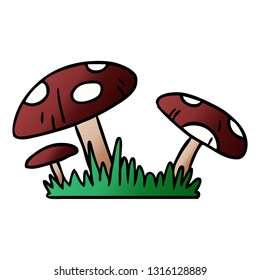 hand drawn gradient cartoon doodle of a toad stool