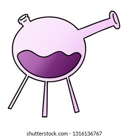 doodle de dibujos animados de gradiente dibujado a mano de un tubo de ensayo científico