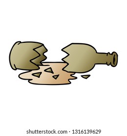 doodle de caricatura de gradiente dibujado a mano de una botella rota 