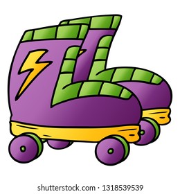 hand drawn gradient cartoon doodle of roller skates