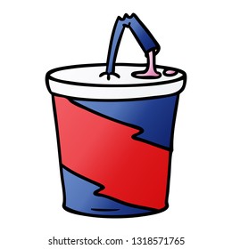 doodle de caricatura de gradiente dibujado a mano de bebida de comida rápida